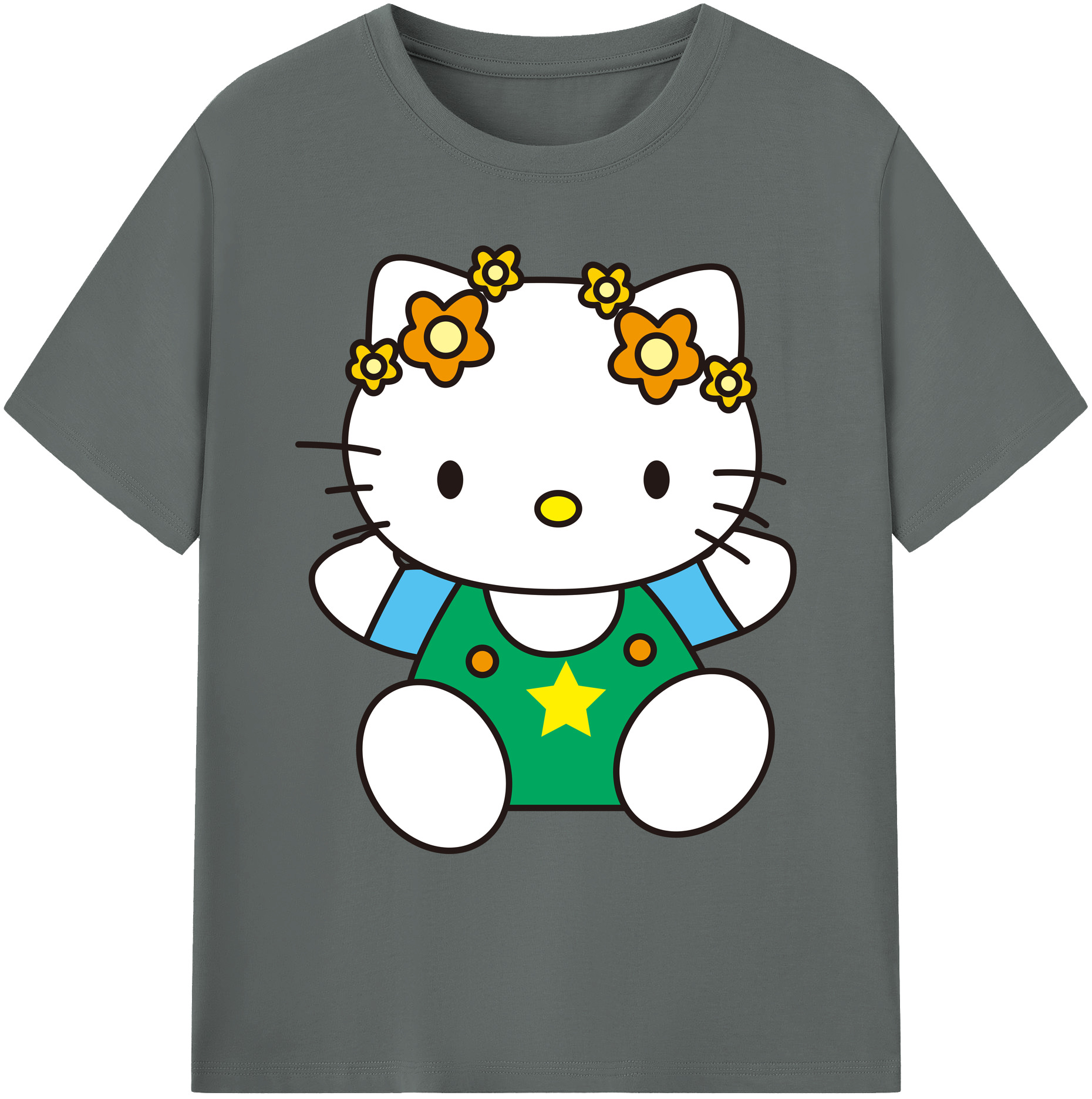 （画像用） Hello Kitty ハローキティ 綿100％ メンズ半袖Tシャツ｜肌触りやわらか＆通気性